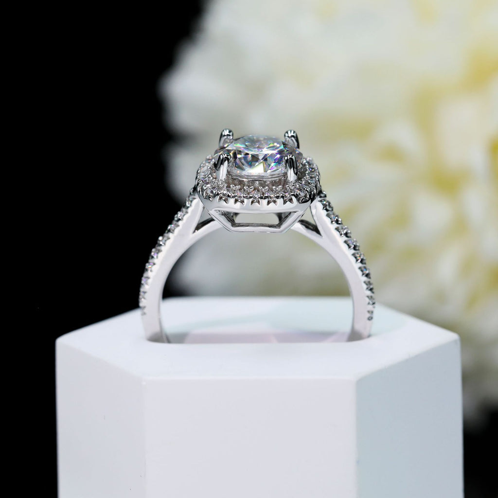 Rimei Halo engagement ring 925 sterling silver