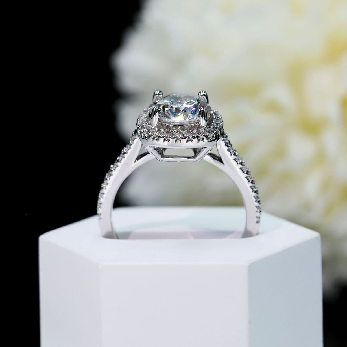 Rimei Halo engagement ring 925 sterling silver