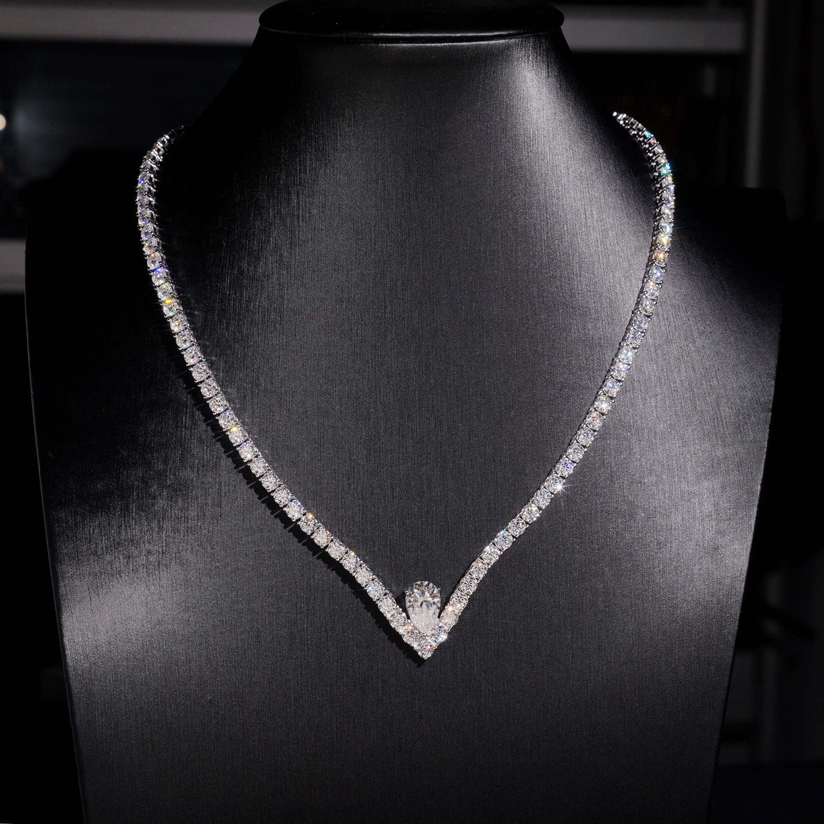 pear drop tennis necklace
