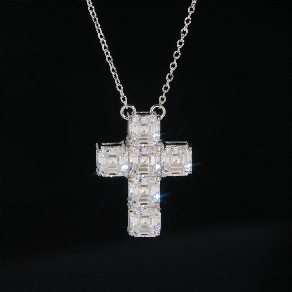 Asscher cross pendant necklace