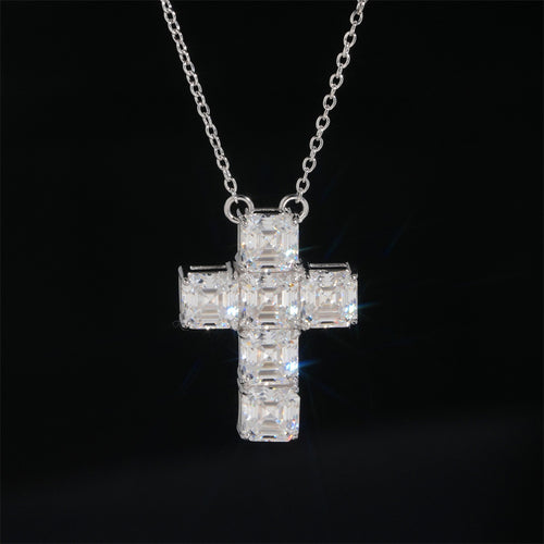 Asscher cross pendant necklace