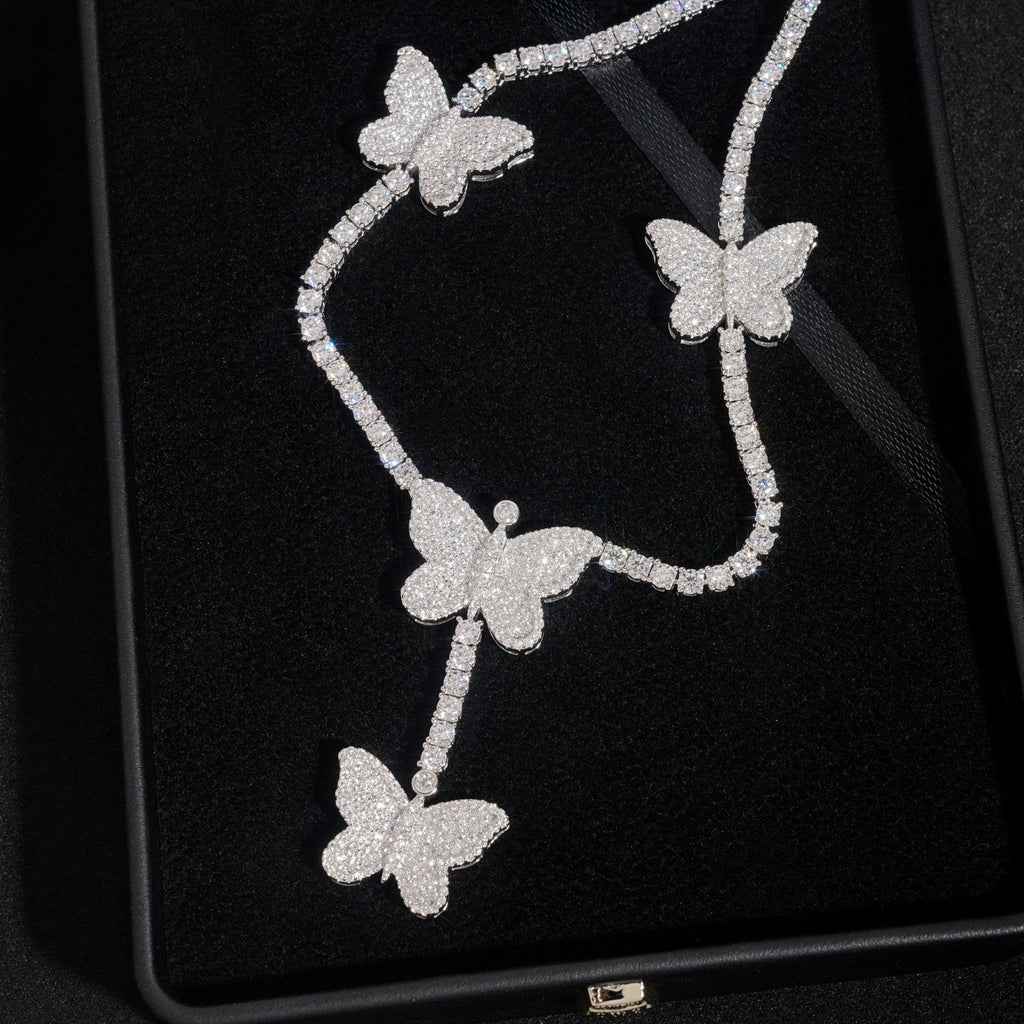 butterfly cascade tennis necklace