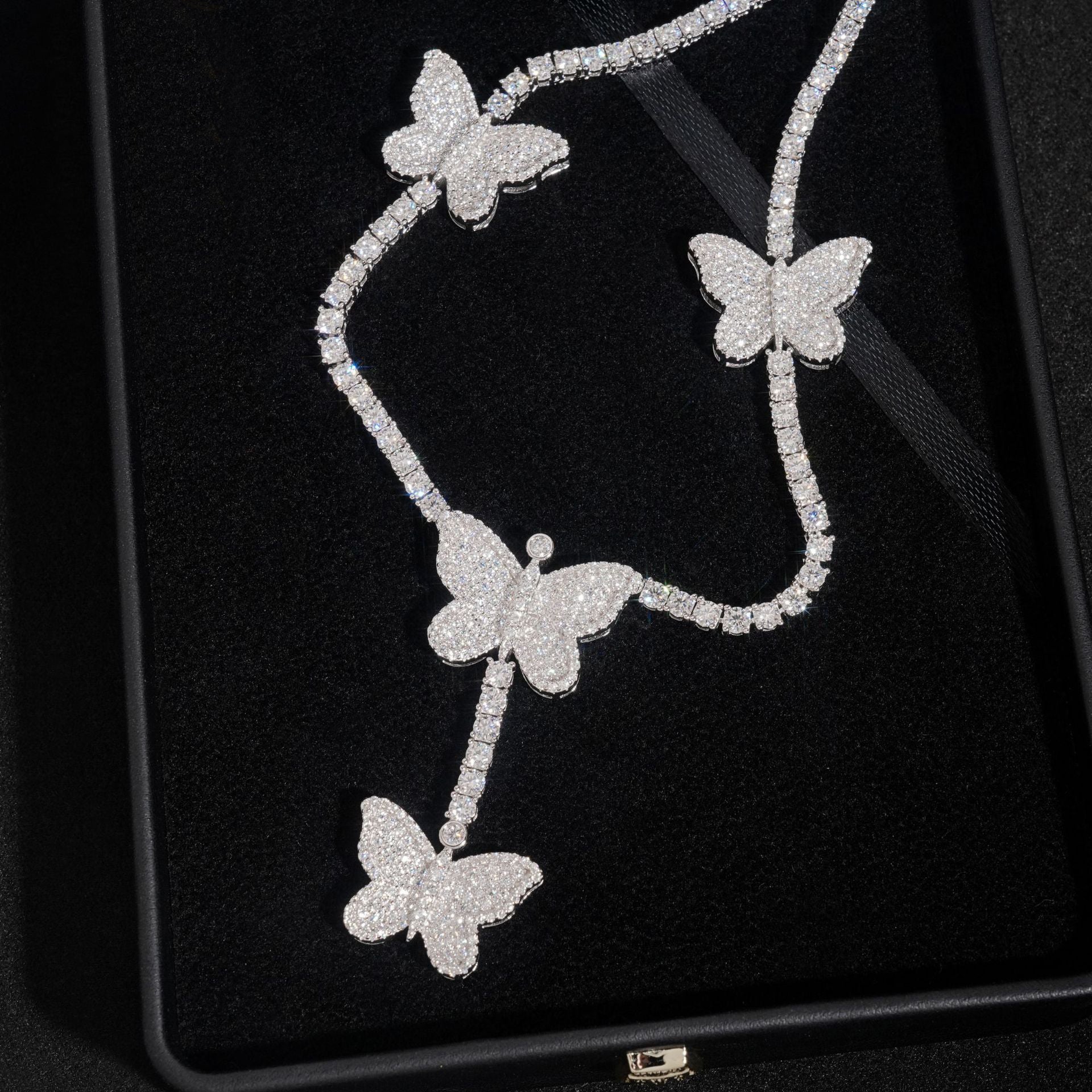 butterfly cascade tennis necklace
