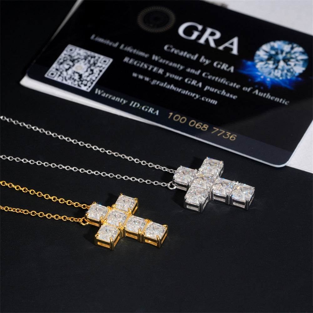 Asscher cross pendant necklace