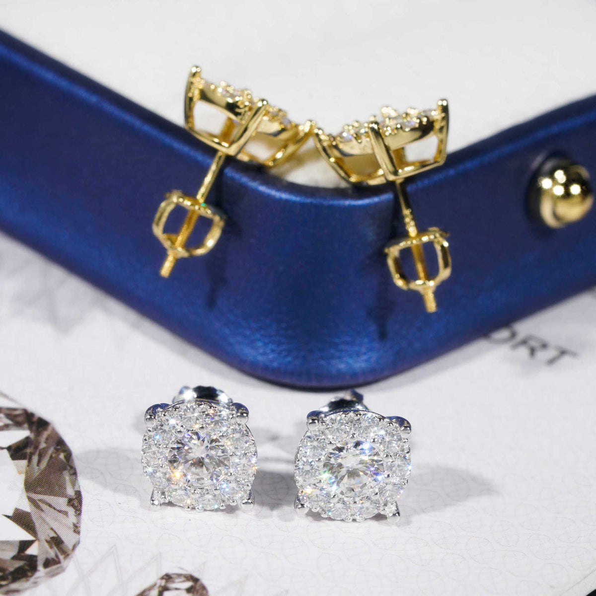 Pavé Cluster Moissanite Stud Earrings
