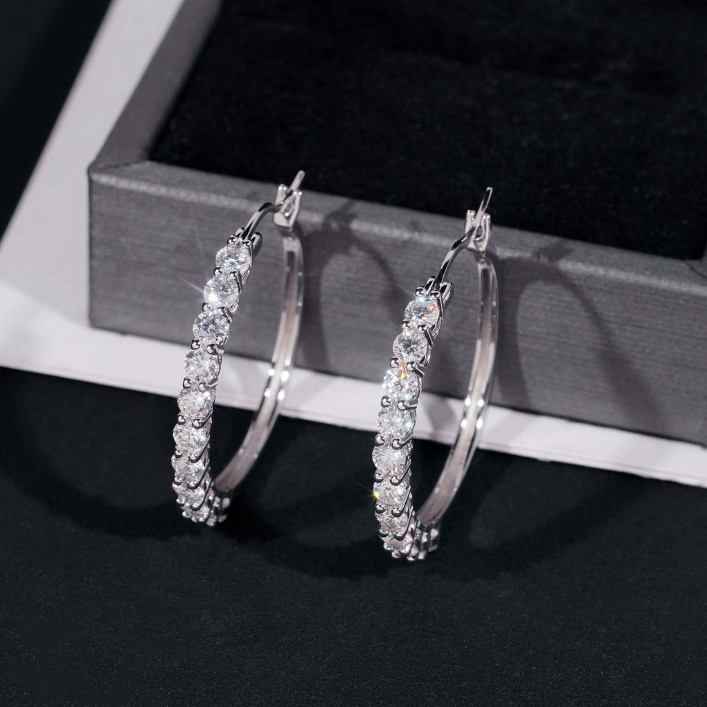 Moissanite Tennis Hoop Earrings
