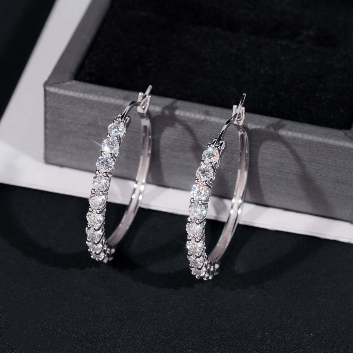 Moissanite Tennis Hoop Earrings