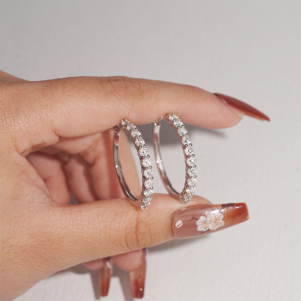 Moissanite Tennis Hoop Earrings