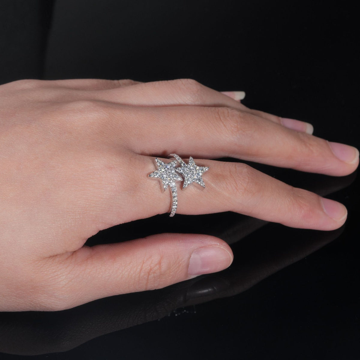 adjustable moissanite star ring