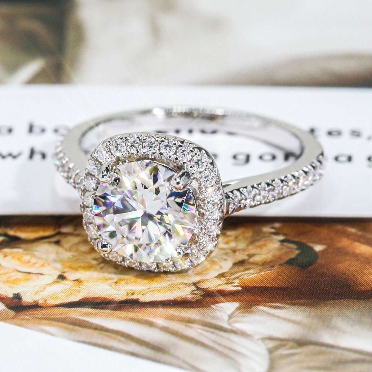 Rimei Halo engagement ring 925 sterling silver