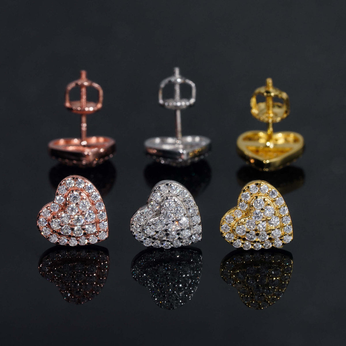 Pavé Heart Stud Earrings