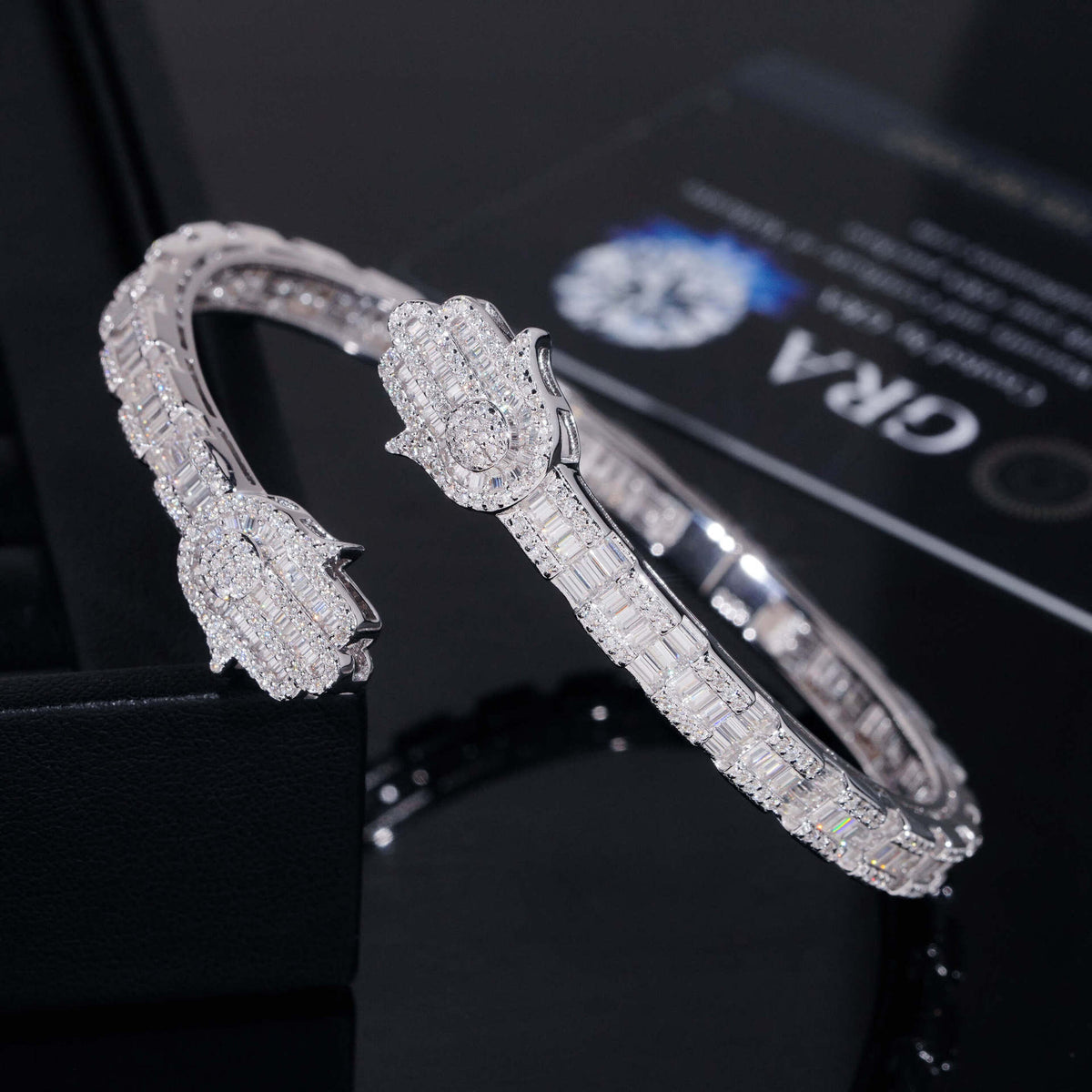 Hamsa Baguette Cuff Bracelet