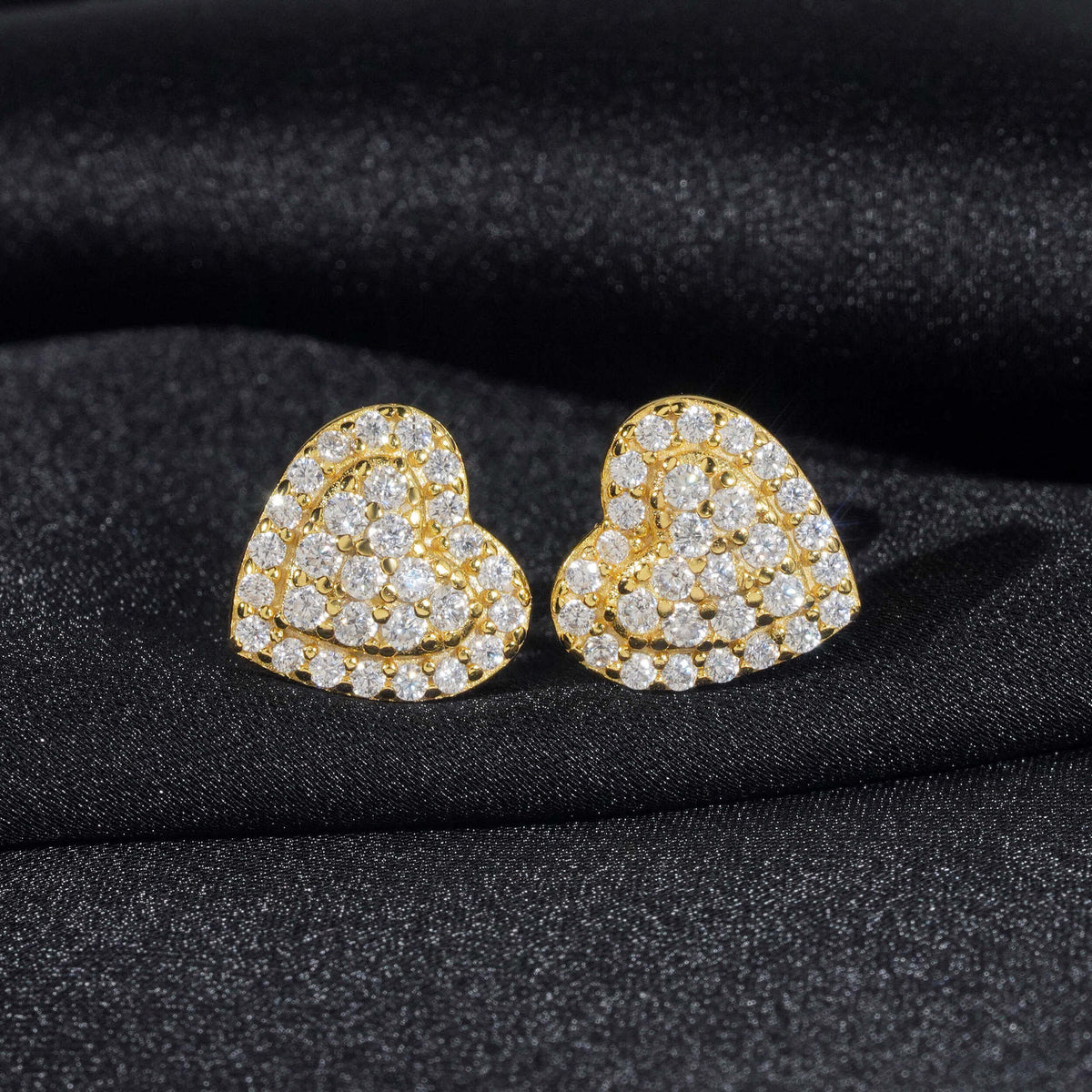 Pavé Heart Stud Earrings