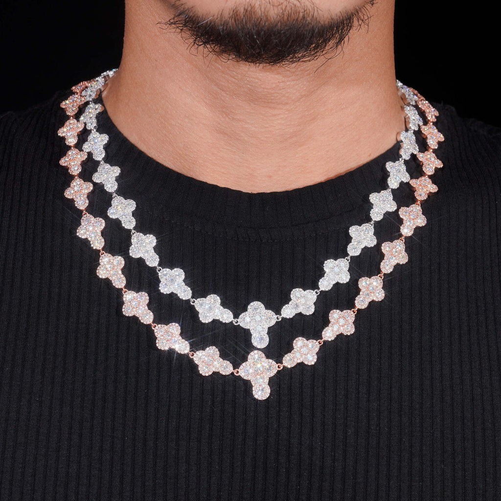 iced clover cross necklace