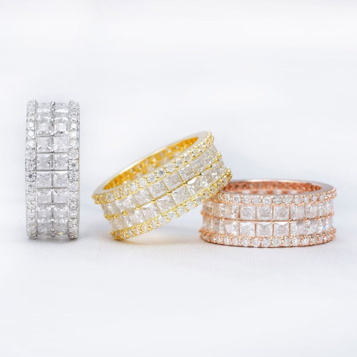 trinity eternity moissanite band