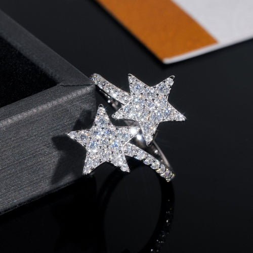 adjustable moissanite star ring