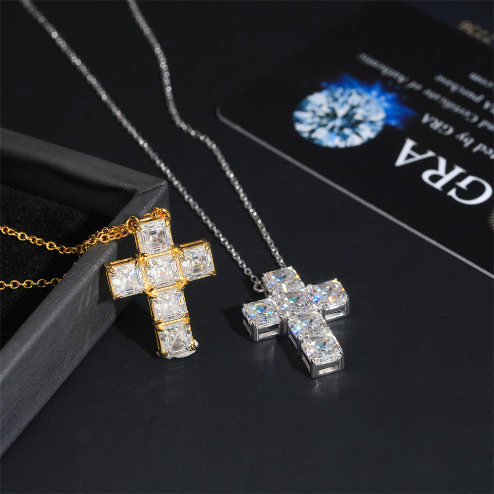 Asscher cross pendant necklace
