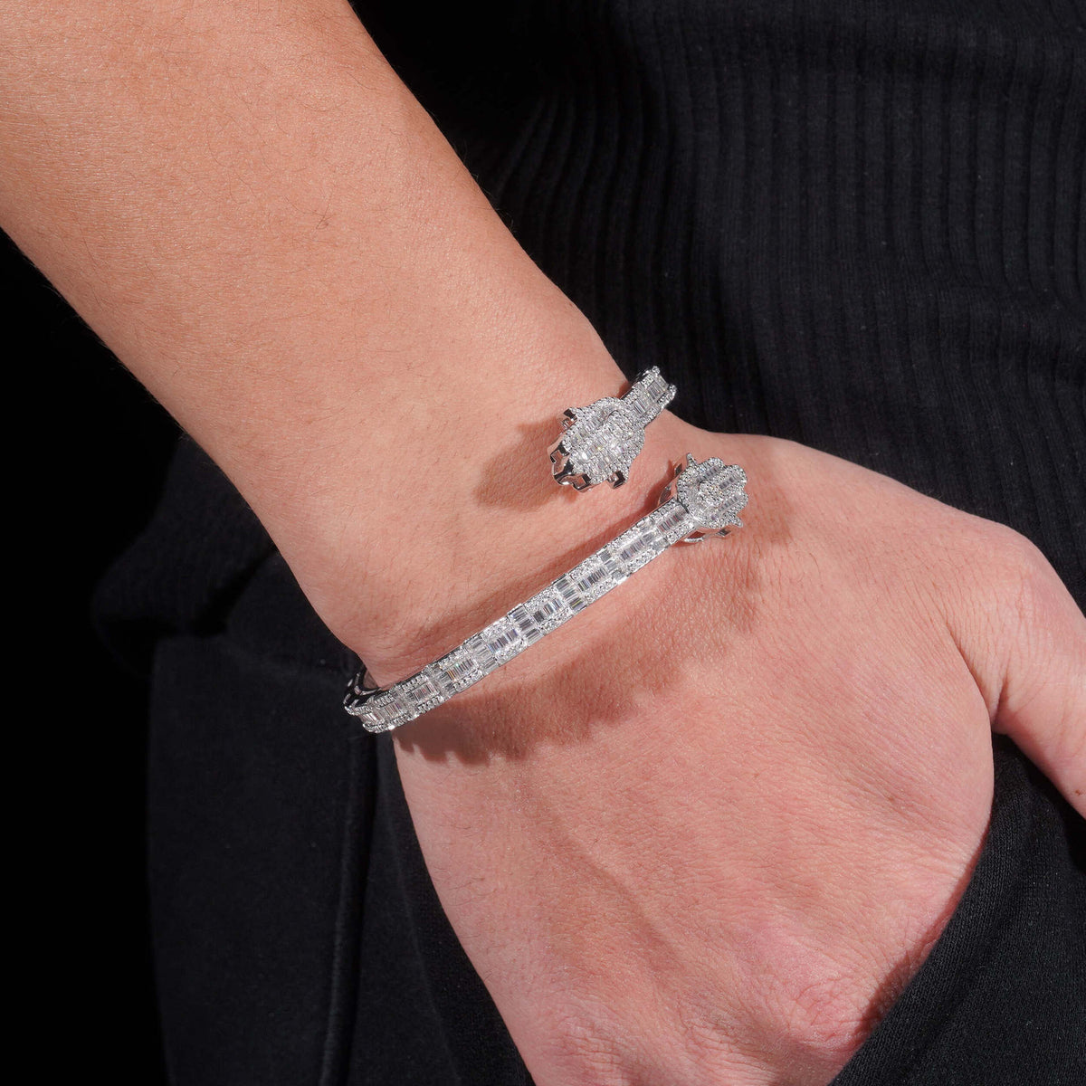 Hamsa Baguette Cuff Bracelet