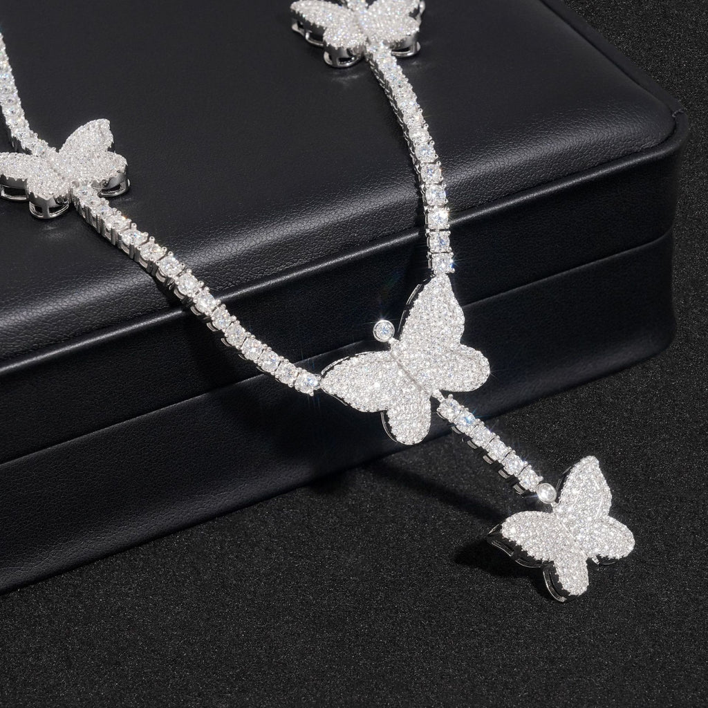butterfly cascade tennis necklace