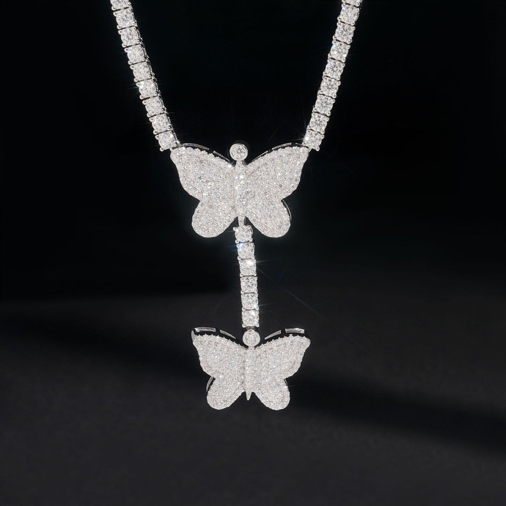 butterfly cascade tennis necklace