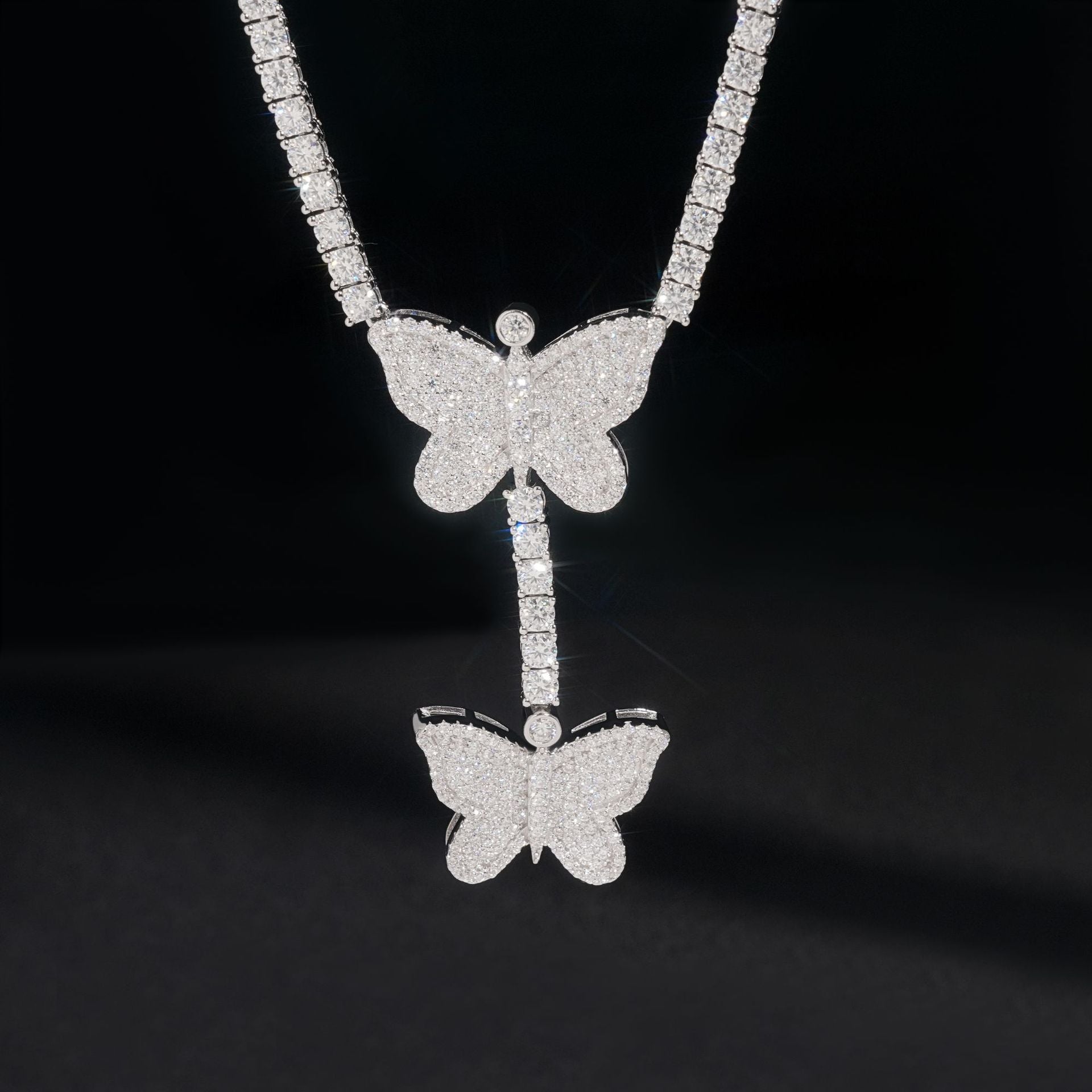 butterfly cascade tennis necklace