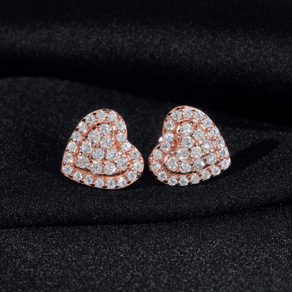 Pavé Heart Stud Earrings
