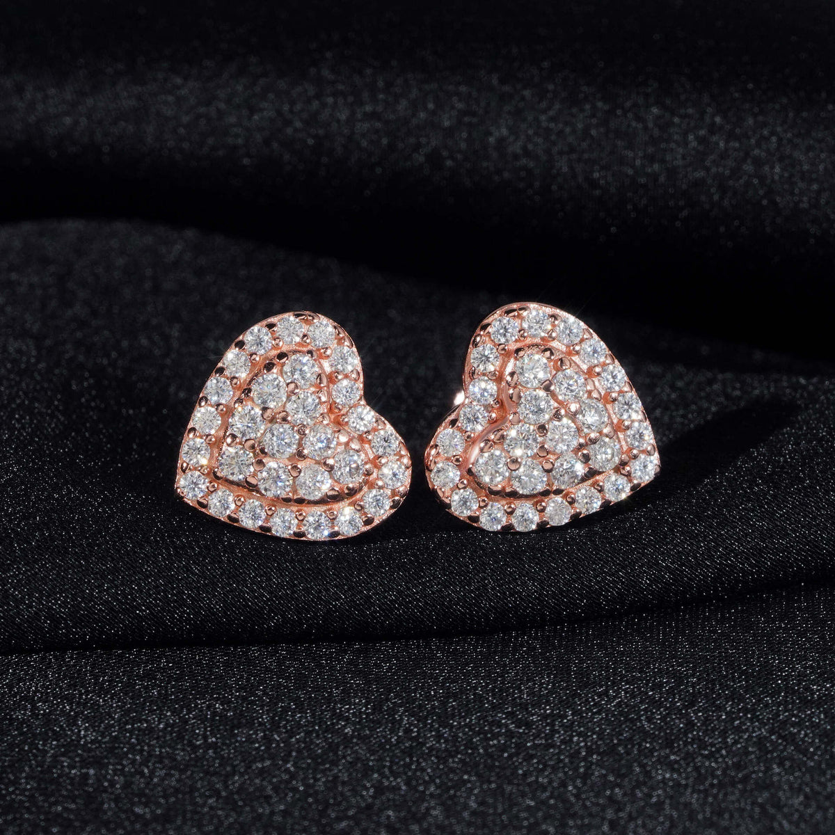 Pavé Heart Stud Earrings