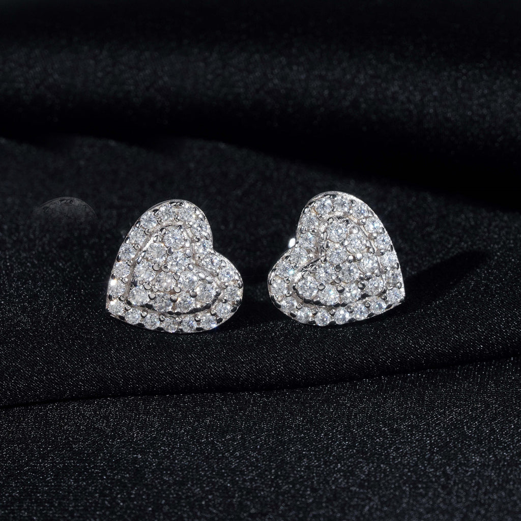 Pavé Heart Stud Earrings