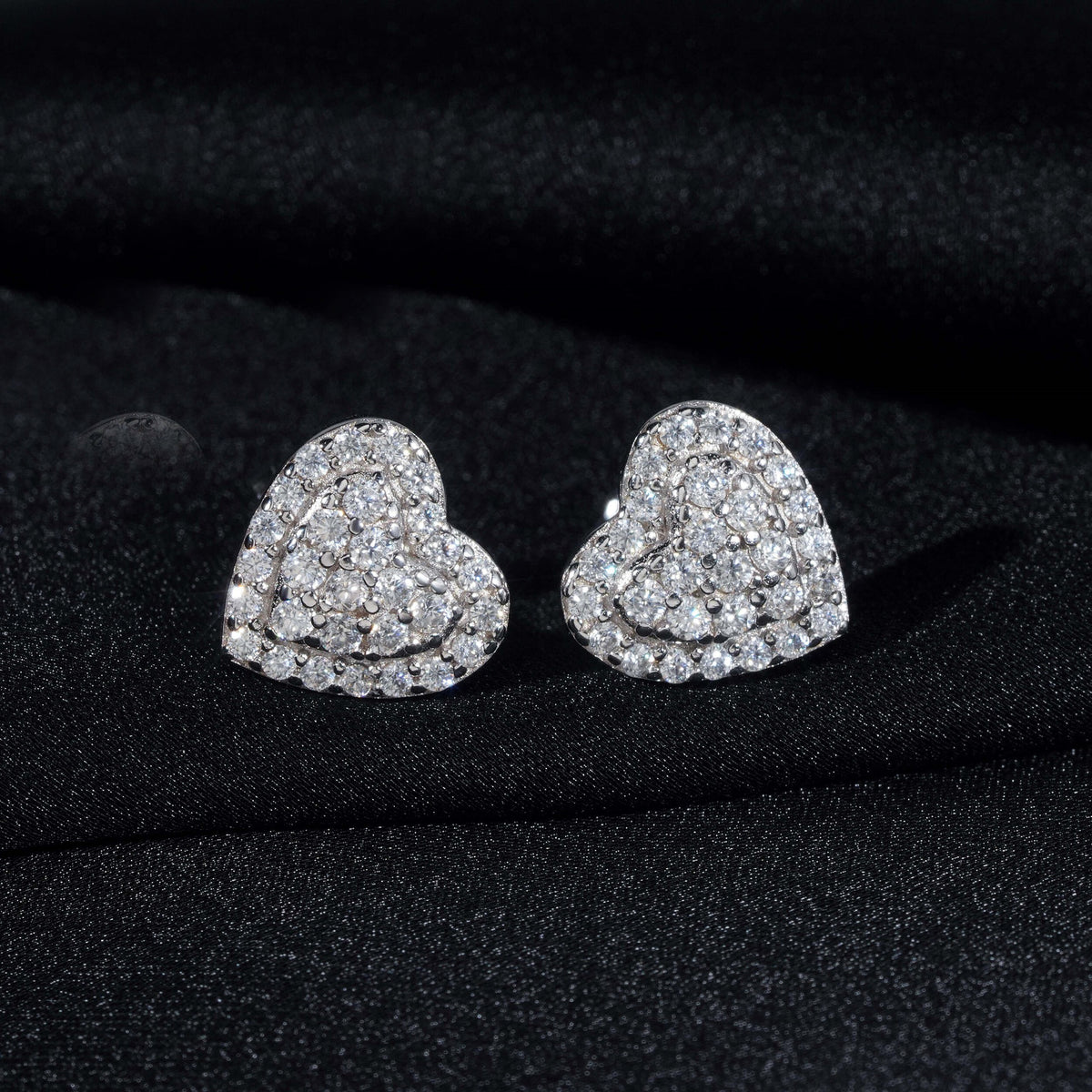 Pavé Heart Stud Earrings