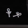 Pavé Ankh Cross Stud Earrings