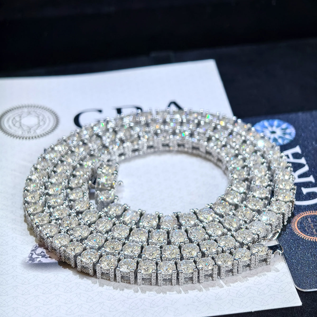  Triple Row Moissanite Tennis Necklace