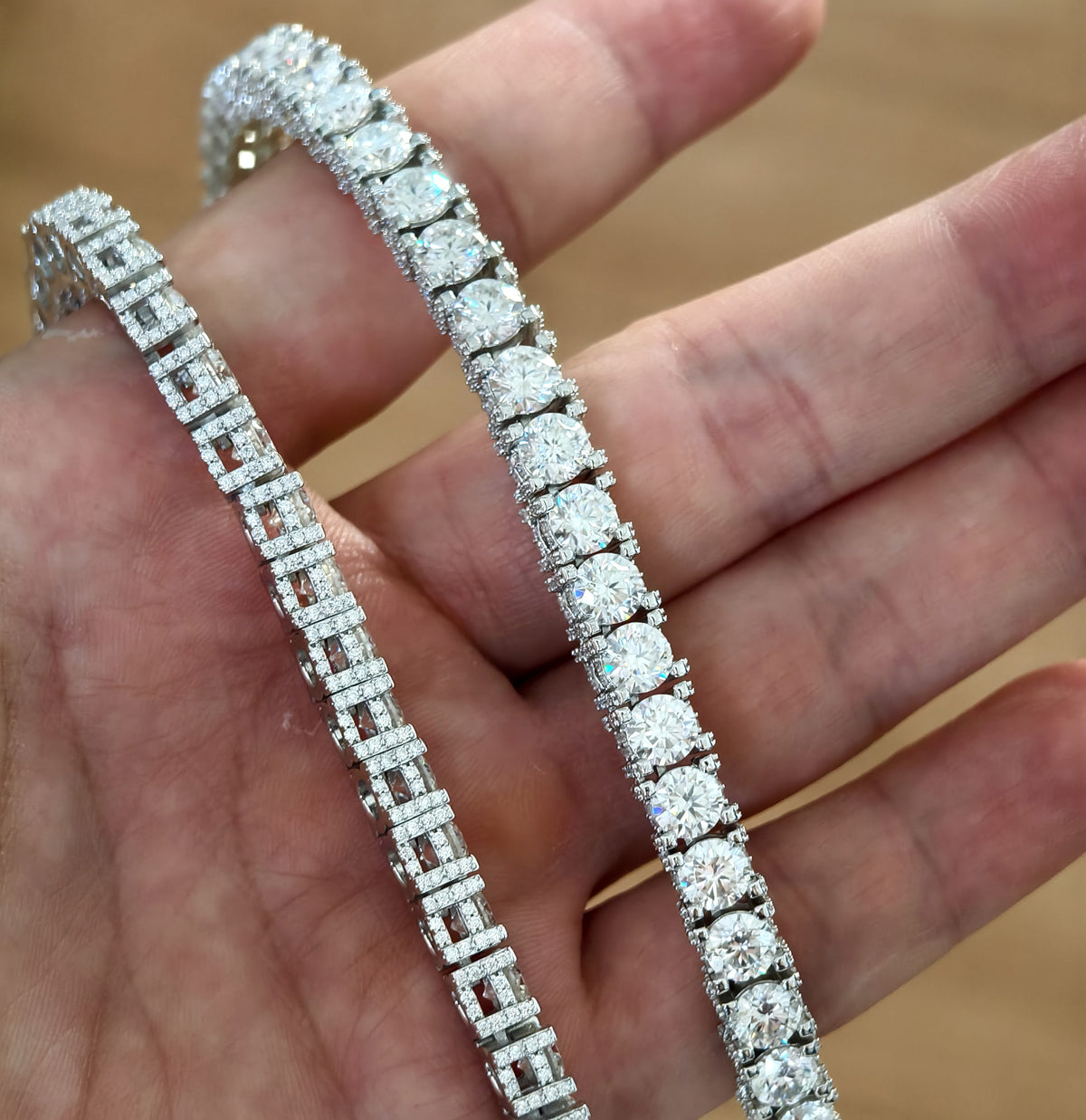  Triple Row Moissanite Tennis Necklace